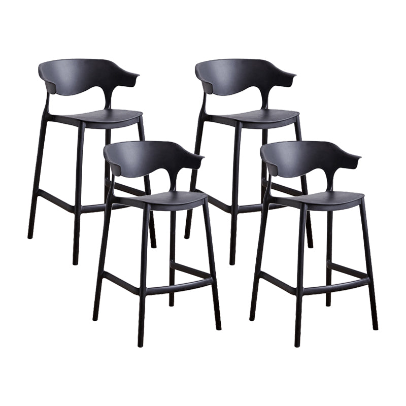 Contemporary Plastic Kitchen Dining Room Arm Stool Low Back Bar Stool