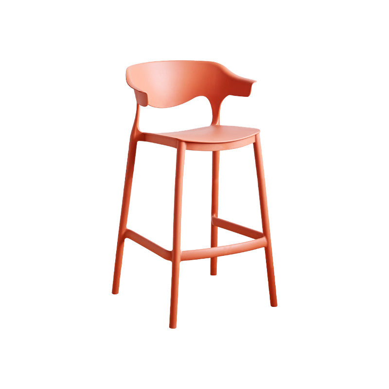 Contemporary Plastic Kitchen Dining Room Arm Stool Low Back Bar Stool