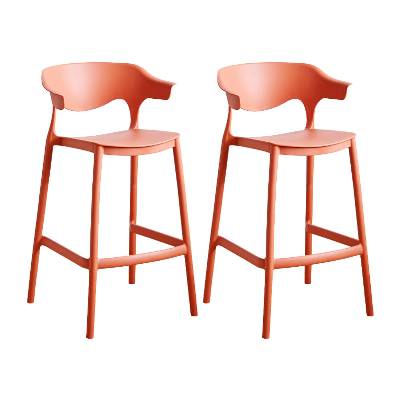 Contemporary Plastic Kitchen Dining Room Arm Stool Low Back Bar Stool