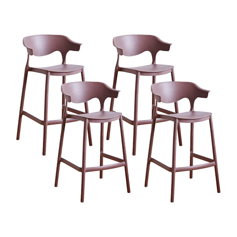 Contemporary Plastic Kitchen Dining Room Arm Stool Low Back Bar Stool
