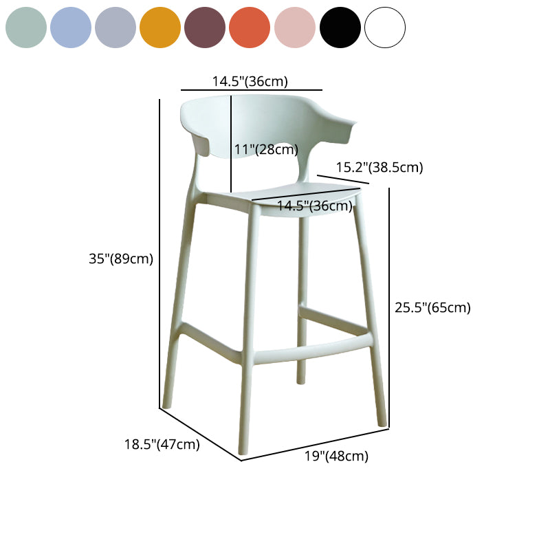 Contemporary Plastic Kitchen Dining Room Arm Stool Low Back Bar Stool