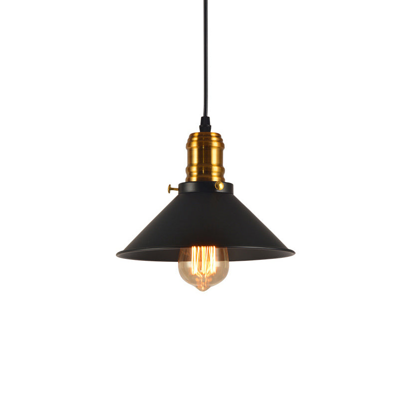 8.5"/10"/12" Wide Industrial Tapered Pendant Light 1 Light Metal Hanging Lamp in Black for Restaurant