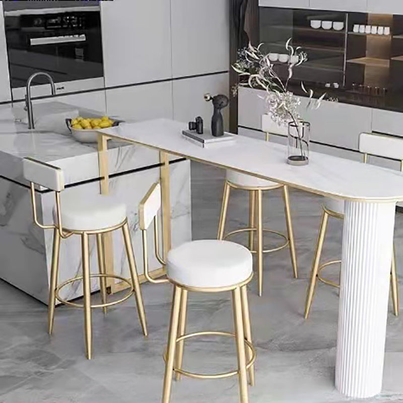 Scandinavian Upholstered Stools for Home Armless Low Back Stools with 4 Metal Legs
