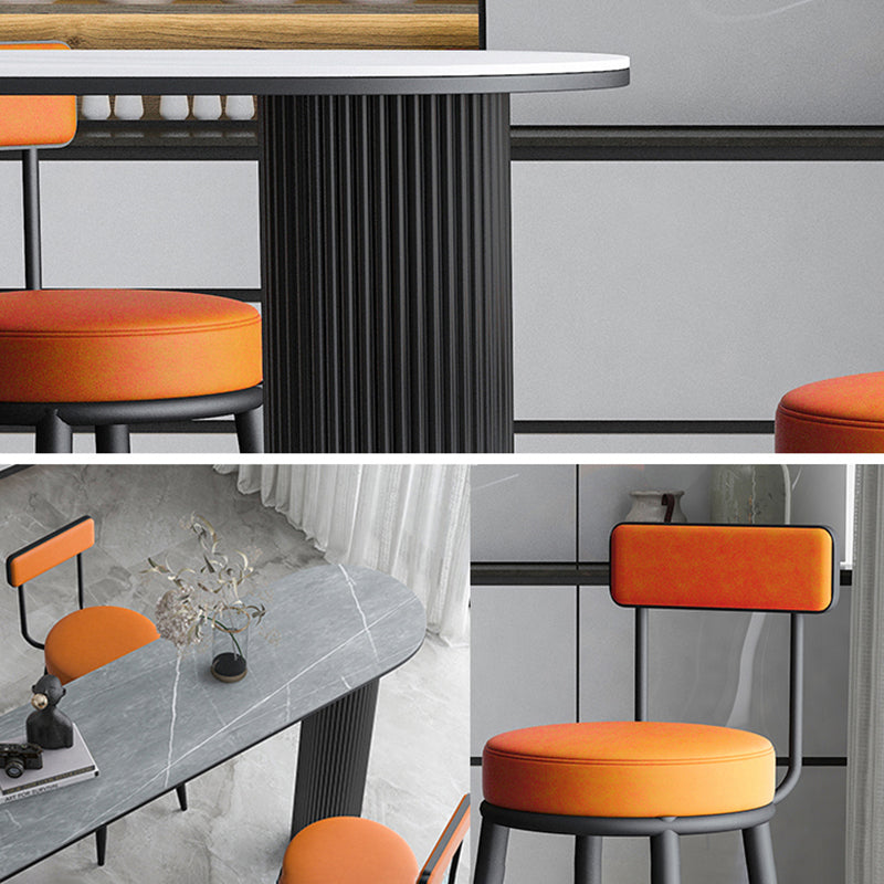 Scandinavian Upholstered Stools for Home Armless Low Back Stools with 4 Metal Legs