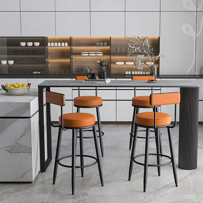 Scandinavian Upholstered Stools for Home Armless Low Back Stools with 4 Metal Legs