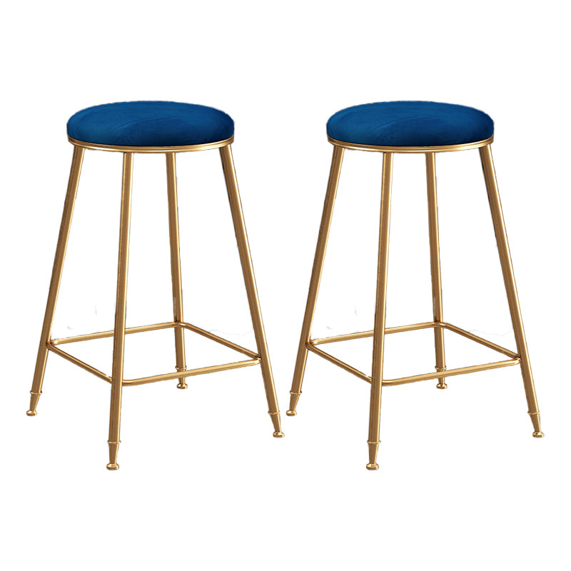 Scandinavian Upholstered Fabric Stools for Home Armless Backless Stools with 4 Gold Legs