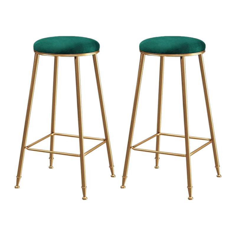 Scandinavian Upholstered Fabric Stools for Home Armless Backless Stools with 4 Gold Legs