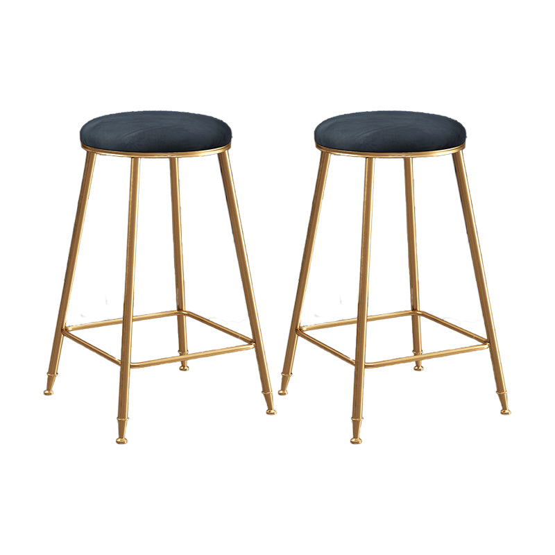 Scandinavian Upholstered Fabric Stools for Home Armless Backless Stools with 4 Gold Legs
