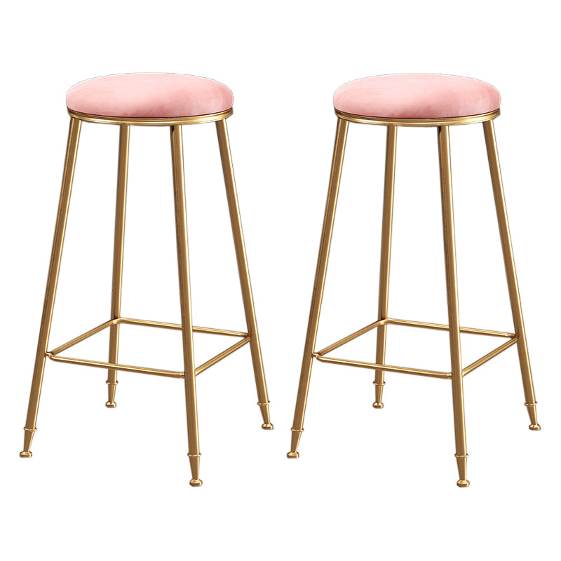 Scandinavian Upholstered Fabric Stools for Home Armless Backless Stools with 4 Gold Legs