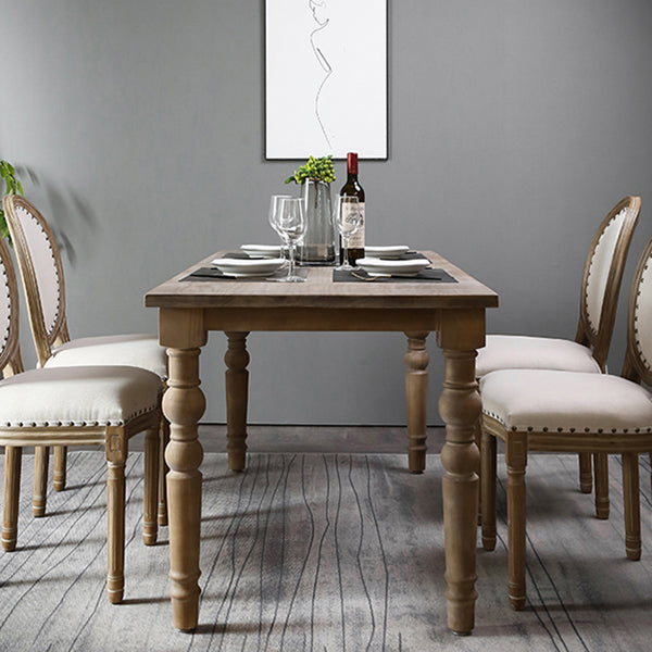 Mesa medieval moderna de madera de pino, mesa antigua rectangular para interiores con 4 patas