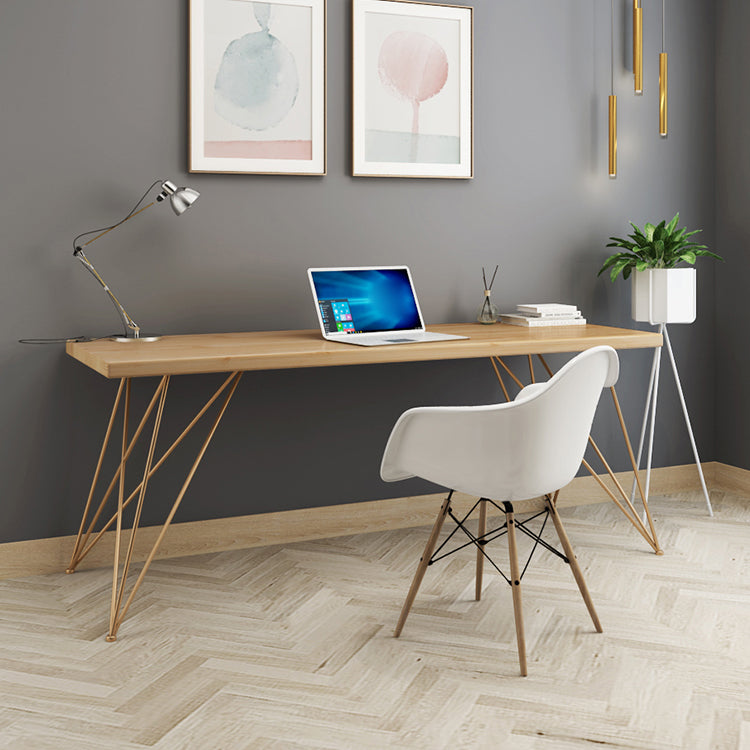 Rectangle Luxury Dining Table Wood Color Fixed Table of Solid Wood with 4 Legs