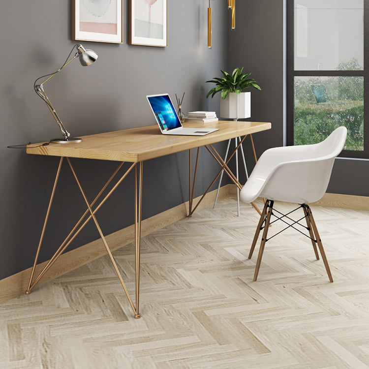 Rectangle Luxury Dining Table Wood Color Fixed Table of Solid Wood with 4 Legs