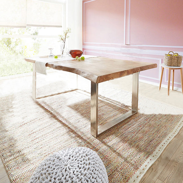 Mesa de comedor de madera sólida rectangular mesa de pedestal de lujo para comedor para comedor