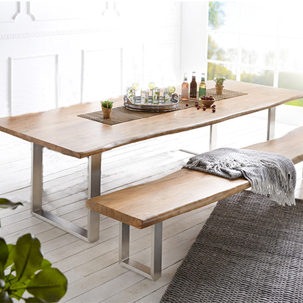 Mesa de comedor de madera sólida rectangular mesa de pedestal de lujo para comedor para comedor