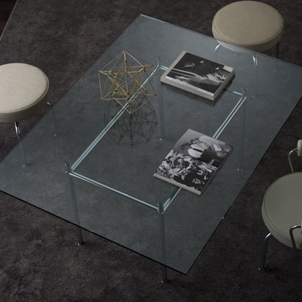 Mesa de comedor rectangular contemporánea mesa interior con 4 patas de metal