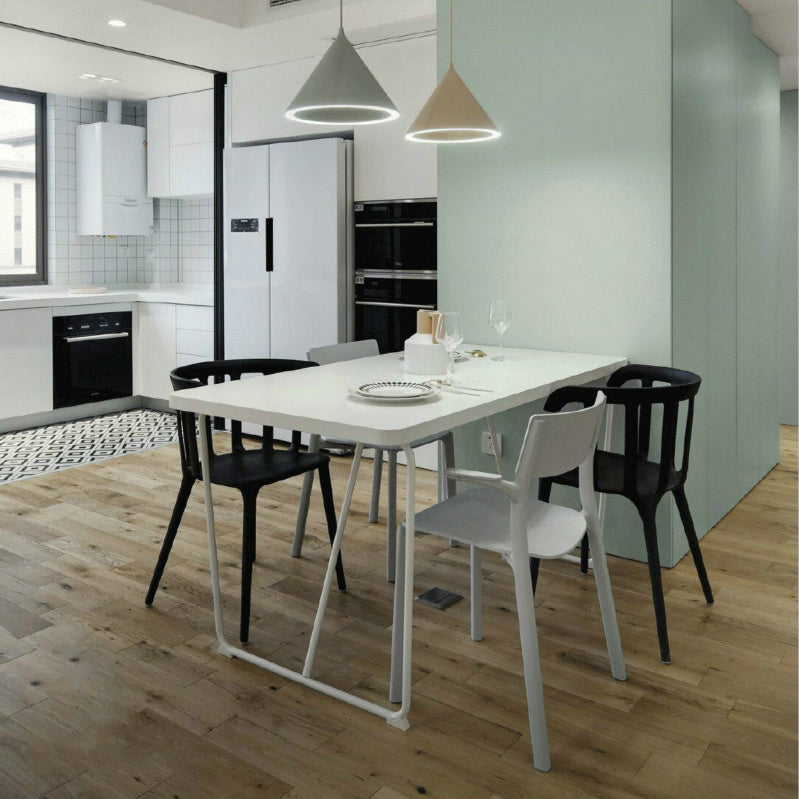 Rectangle Shape Luxury Dining Table White Sled Base Table with Solid Wood