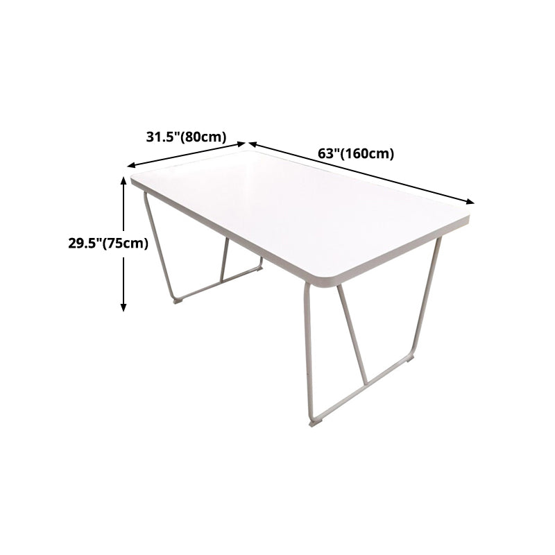 Rectangle Shape Luxury Dining Table White Sled Base Table with Solid Wood