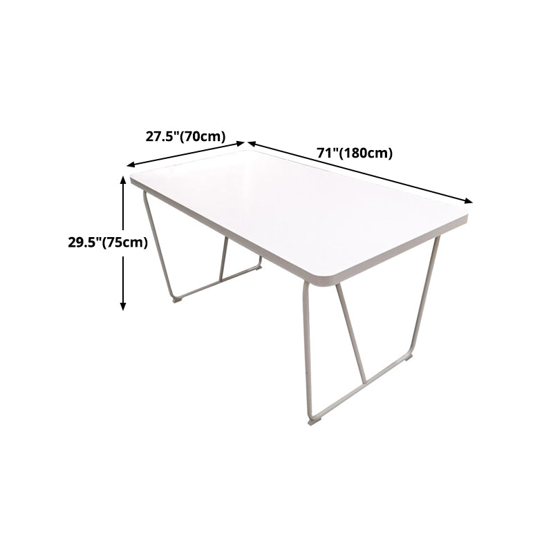 Rectangle Shape Luxury Dining Table White Sled Base Table with Solid Wood