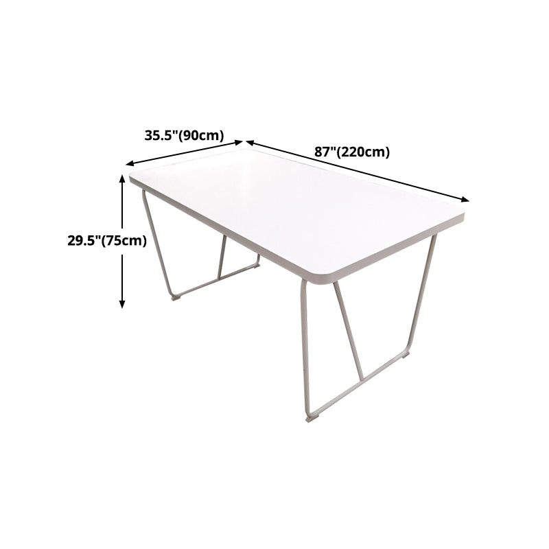 Rectangle Shape Luxury Dining Table White Sled Base Table with Solid Wood