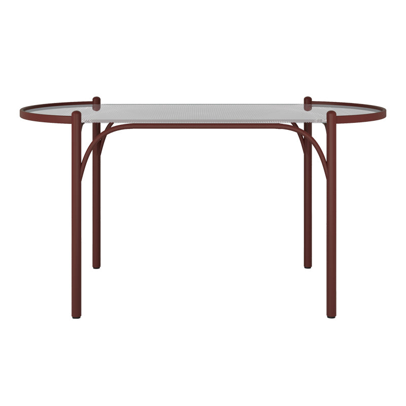Modern Tempered Glass Dining Table for Restaurant Oval Indoor Table with 4 Legs
