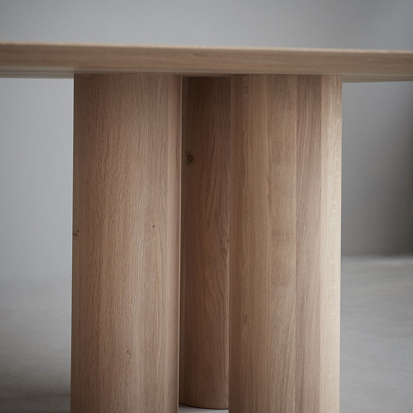 Rectangle Simplicity Dining Table Wood Color Fixed Table with Solid Wood