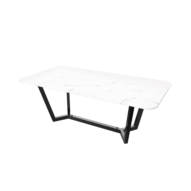 Sintered Stone Top Modern Table for Restaurant Oval Dining Table with Trestle Base