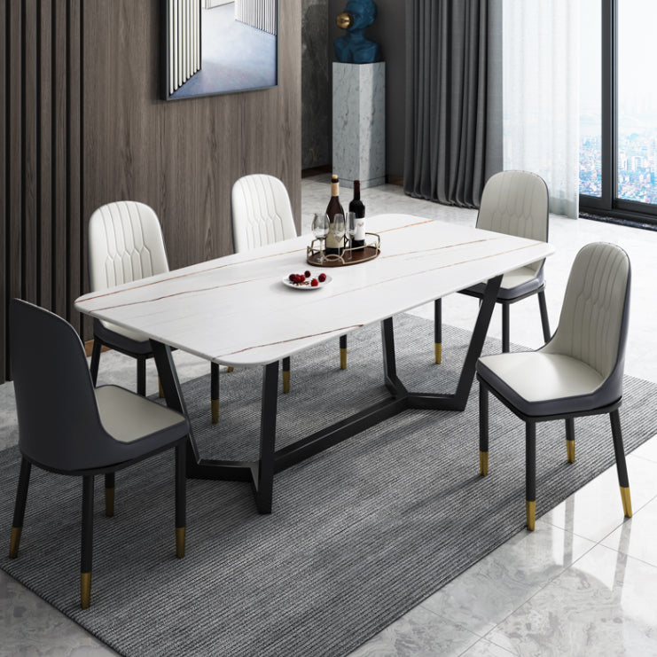 Sintered Stone Top Modern Table for Restaurant Oval Dining Table with Trestle Base