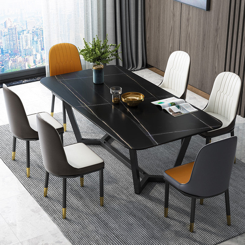 Sintered Stone Top Modern Table for Restaurant Oval Dining Table with Trestle Base