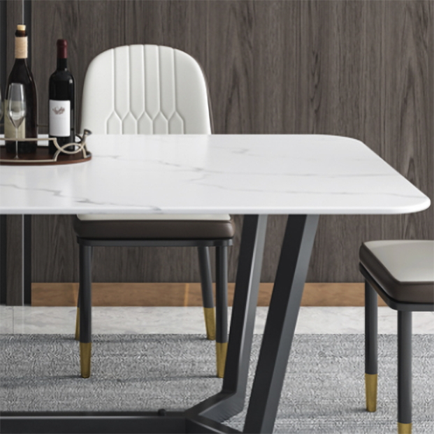 Sintered Stone Top Modern Table for Restaurant Oval Dining Table with Trestle Base