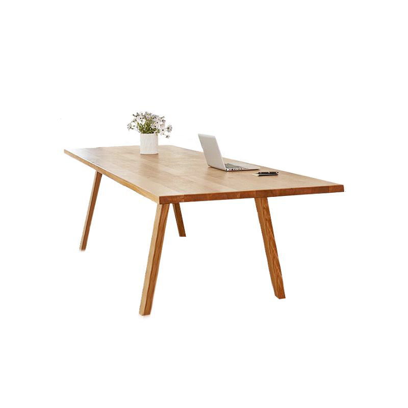 Rectangle Solid Wood Dining Table Modern Natural Tripod Base Dining Table