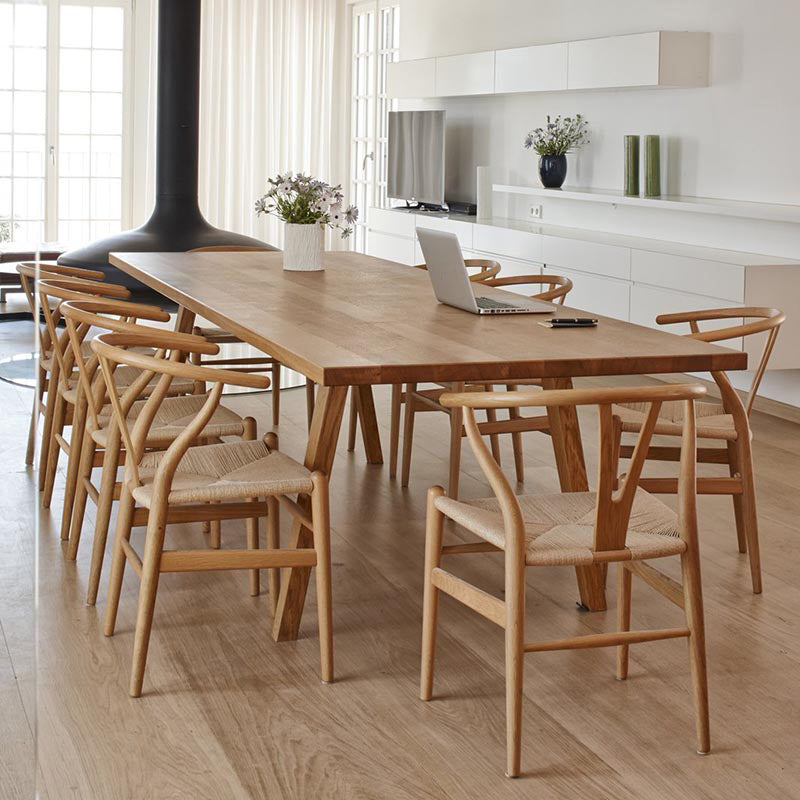 Rectangle Solid Wood Dining Table Modern Natural Tripod Base Dining Table