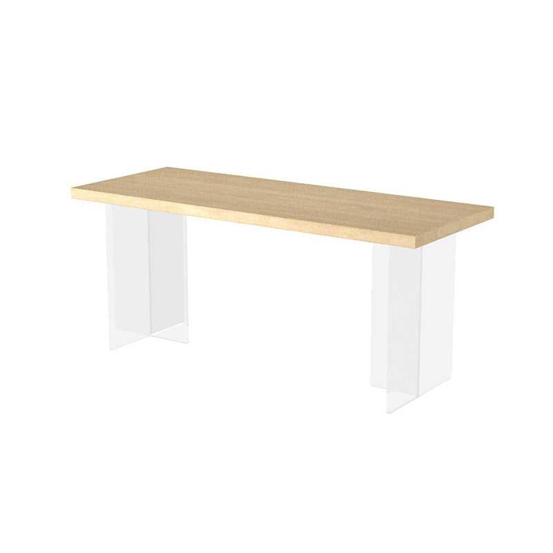 Solid Wood Dining Table Modern Rectangle Table with Double Pedestal Base