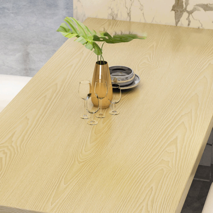Solid Wood Dining Table Modern Rectangle Table with Double Pedestal Base