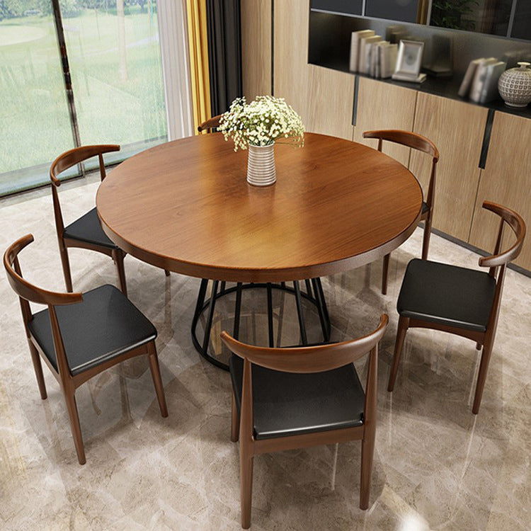 Eigentijdse ronde houten tafel Standaard hoogte eettafel met voetstuk