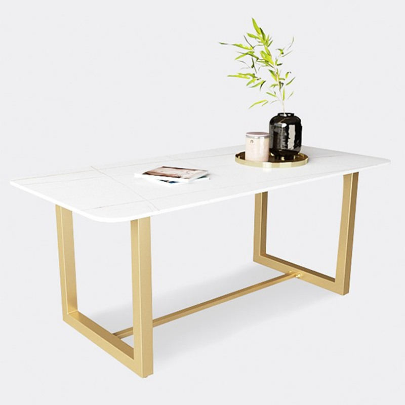 Luxury Sintered Stone Top Dining Table Rectangle Table with Trestle Base