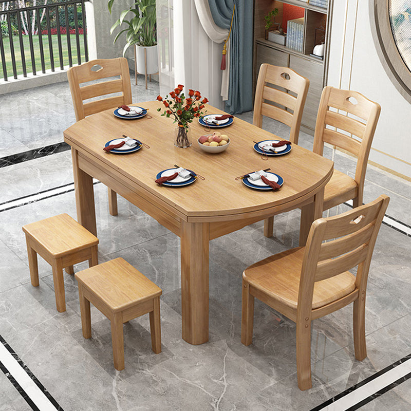 Modern Solid Wood Dining Room Collection Extendable Trestle Dining Table