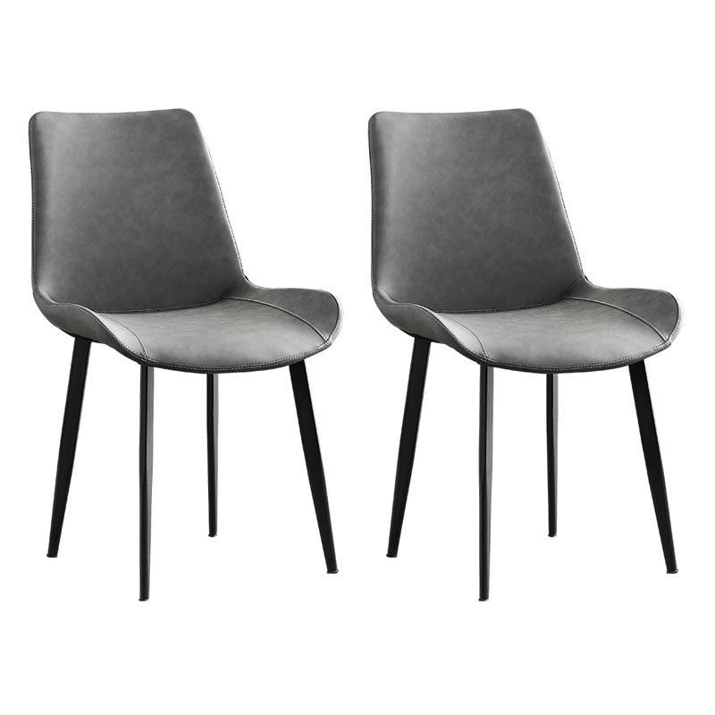 Silla lateral de comedor con respaldo sólido y brazo industrial Silla lateral de piel sintética