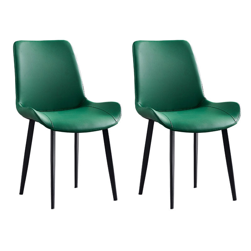 Silla lateral de comedor con respaldo sólido y brazo industrial Silla lateral de piel sintética