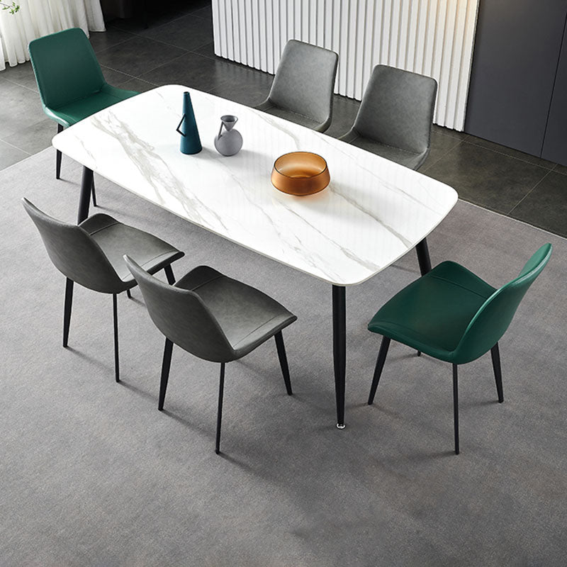 Silla lateral de comedor con respaldo sólido y brazo industrial Silla lateral de piel sintética