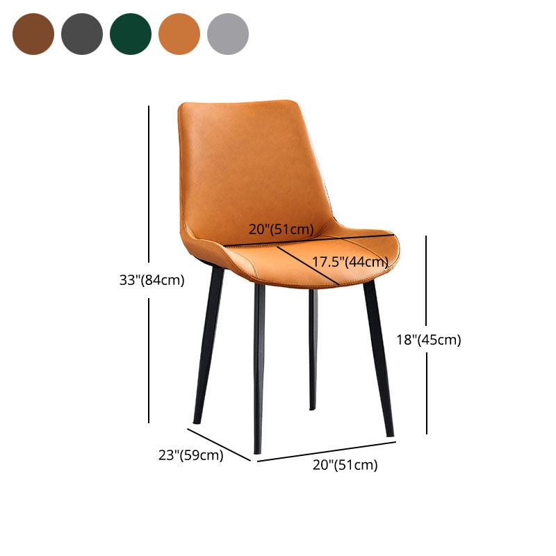 Silla lateral de comedor con respaldo sólido y brazo industrial Silla lateral de piel sintética