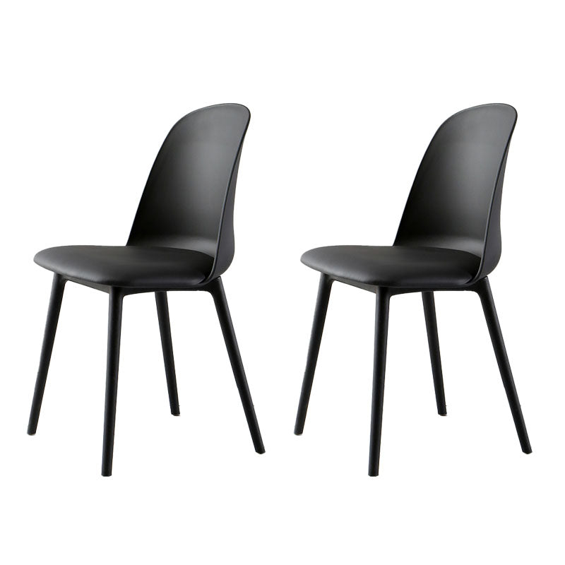 Silla lateral escandinava de plástico sin brazos, silla con respaldo sólido para el hogar