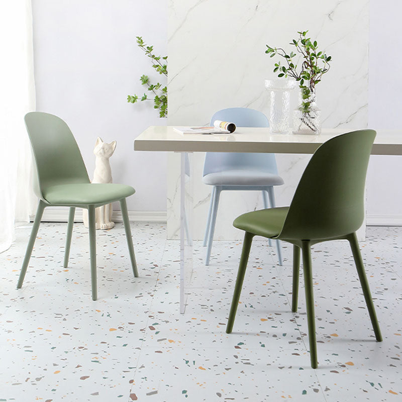 Silla lateral escandinava de plástico sin brazos, silla con respaldo sólido para el hogar