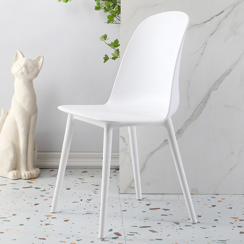 Silla lateral escandinava de plástico sin brazos, silla con respaldo sólido para el hogar