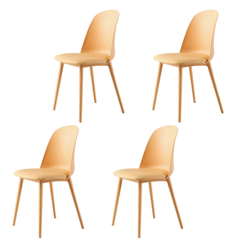 Silla lateral escandinava de plástico sin brazos, silla con respaldo sólido para el hogar