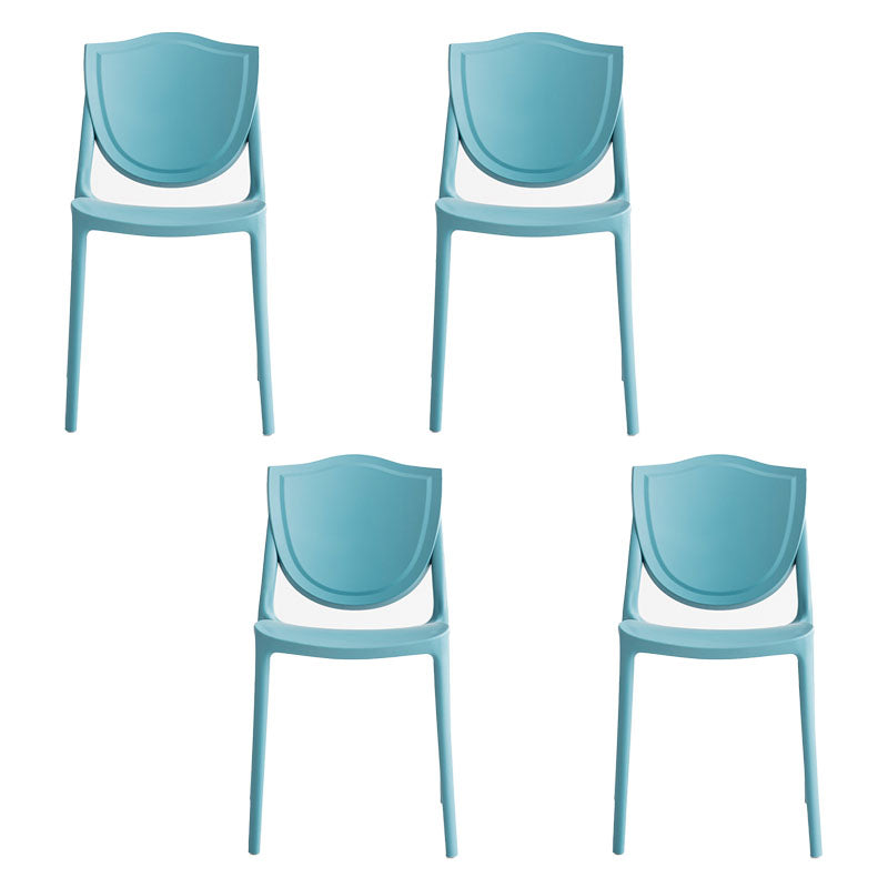 Scandinavische armloze open rugstoelen plastic eetkamerstoelen voor thuisgebruik