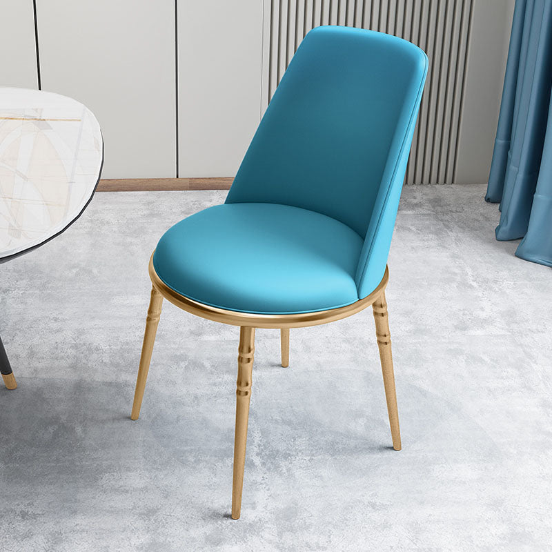 Silla lateral escandinava de piel sintética para el hogar, silla con respaldo sólido sin brazos