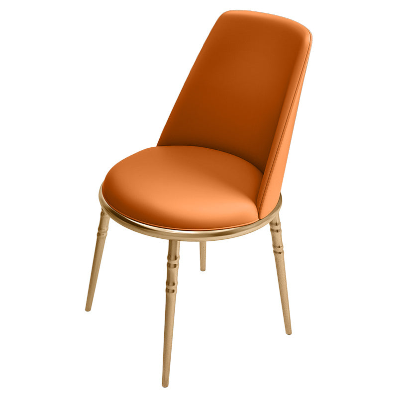 Silla lateral escandinava de piel sintética para el hogar, silla con respaldo sólido sin brazos