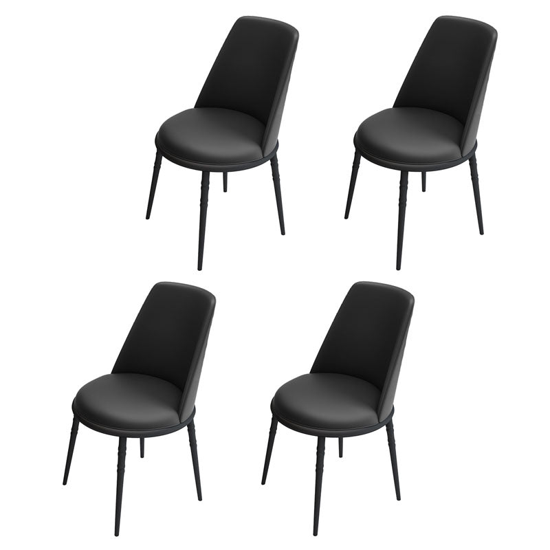 Silla lateral escandinava de piel sintética para el hogar, silla con respaldo sólido sin brazos