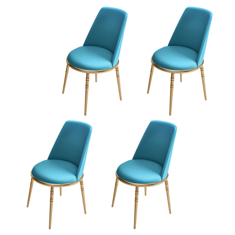 Silla lateral escandinava de piel sintética para el hogar, silla con respaldo sólido sin brazos