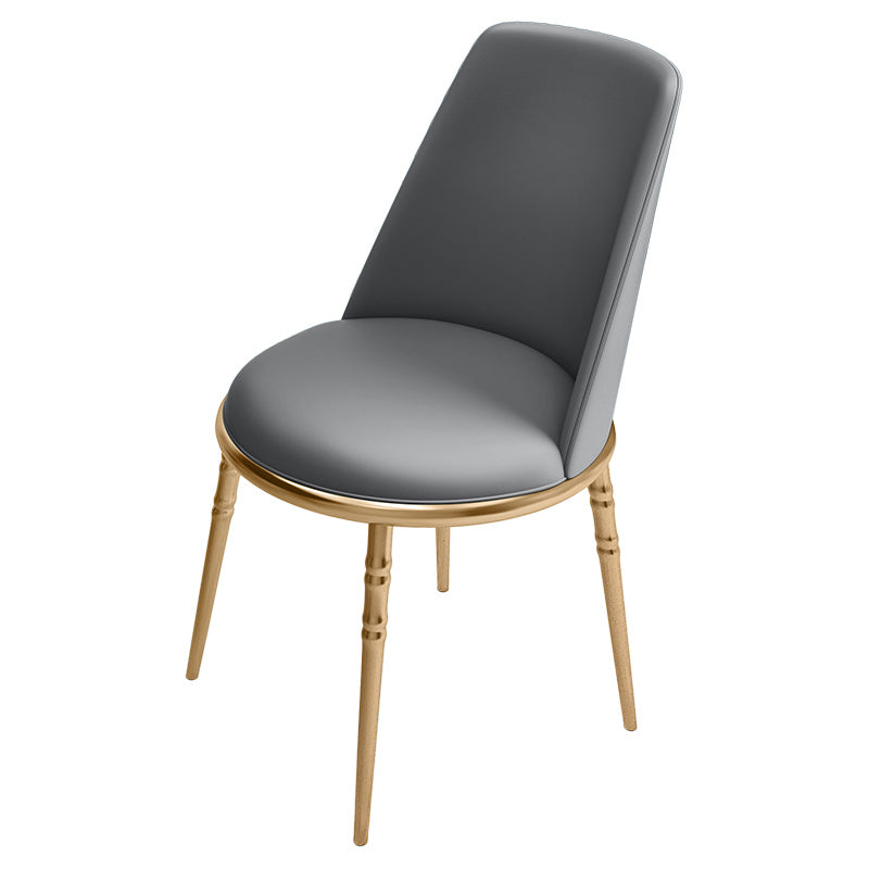 Silla lateral escandinava de piel sintética para el hogar, silla con respaldo sólido sin brazos